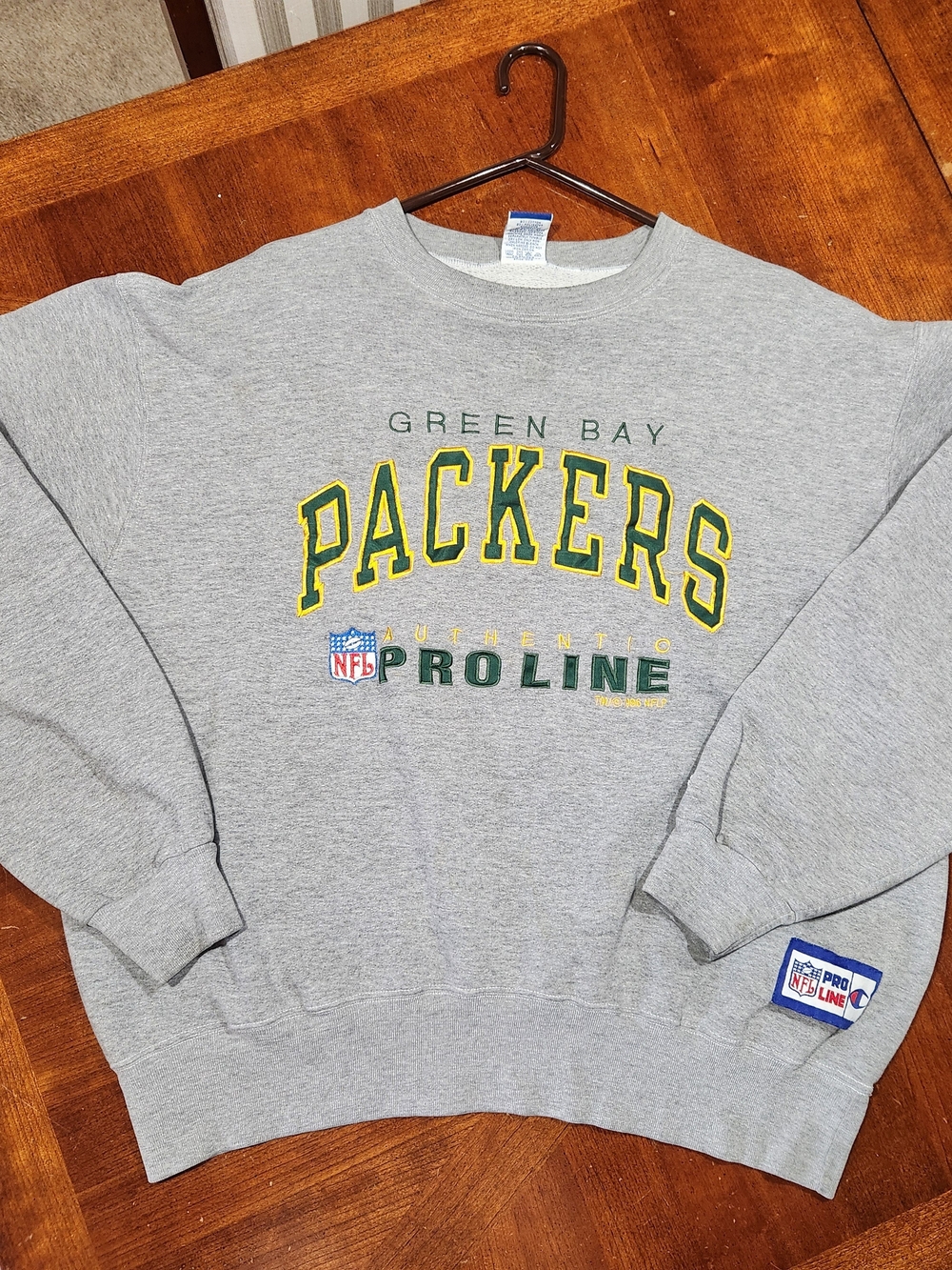 1996 Champion Green Bay Packers Gray Crewneck Size XXL
